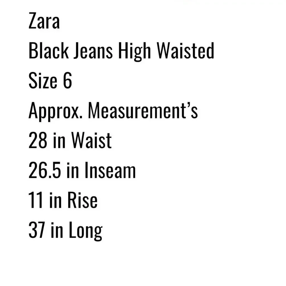 Zara Jeans Women's Size 6 Black Denim High Rise Cotton Elastane - Picture 8 of 8